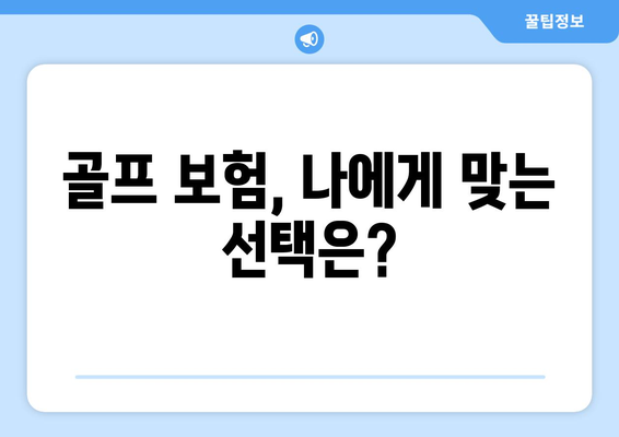 골프 보험, 나에게 맞는 선택은?