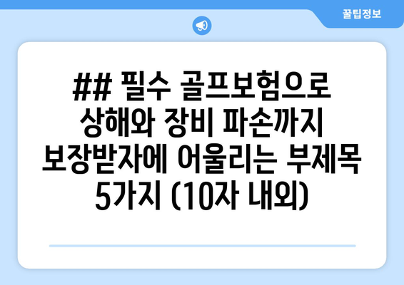 ## 필수 골프보험으로 상해와 장비 파손까지 보장받자에 어울리는 부제목 5가지 (10자 내외)