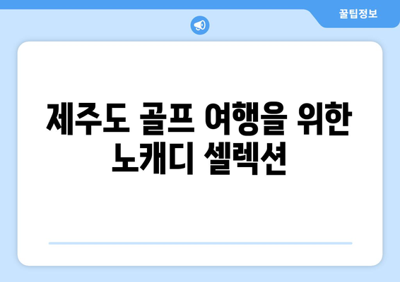 제주도 골프 여행을 위한 노캐디 셀렉션