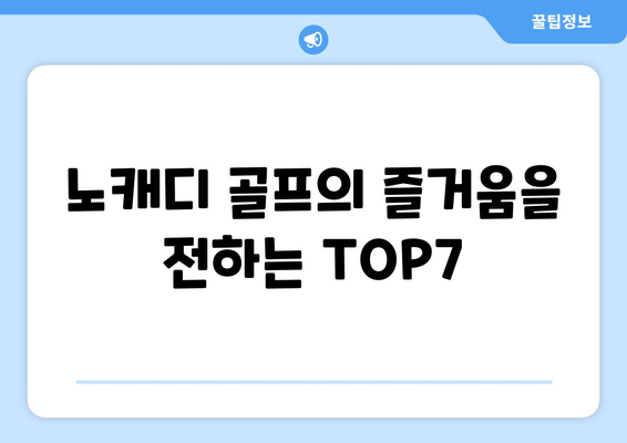 노캐디 골프의 즐거움을 전하는 TOP7