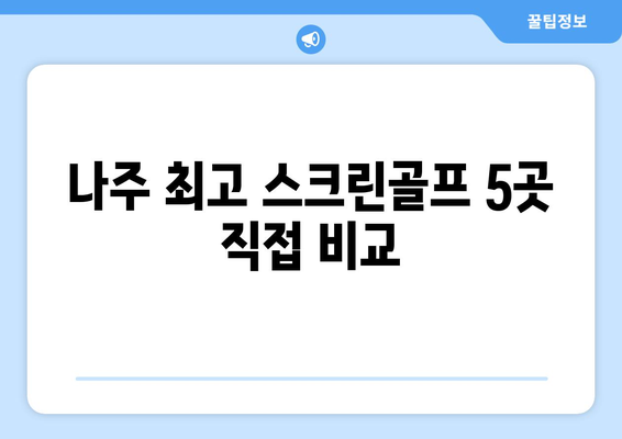 나주 최고 스크린골프 5곳 직접 비교