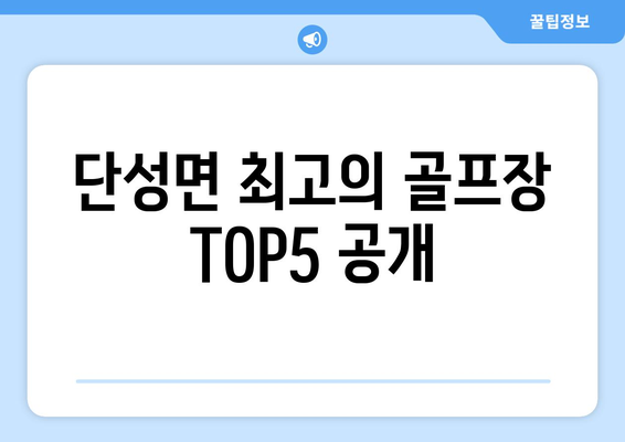 단성면 최고의 골프장 TOP5 공개