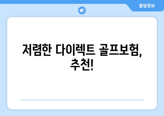 저렴한 다이렉트 골프보험, 추천!