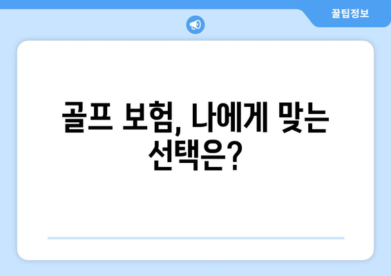 골프 보험, 나에게 맞는 선택은?