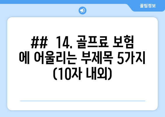 ##  14. 골프료 보험 에 어울리는 부제목 5가지 (10자 내외)