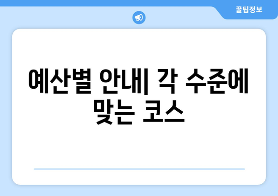 예산별 안내| 각 수준에 맞는 코스