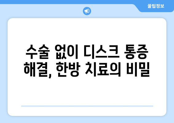 디스크 치료, 한방병원과 한의원의 종합적인 치료 옵션 탐구 | 디스크, 척추, 한방, 통증, 치료법, 비수술, 한의학, 침구, 약침