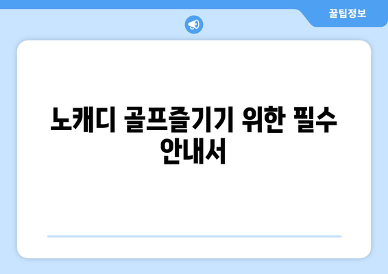 노캐디 골프즐기기 위한 필수 안내서