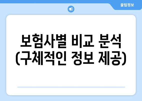 보험사별 비교 분석 (구체적인 정보 제공)