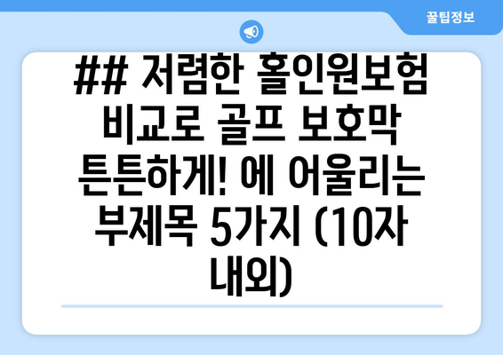 ## 저렴한 홀인원보험 비교로 골프 보호막 튼튼하게! 에 어울리는 부제목 5가지 (10자 내외)