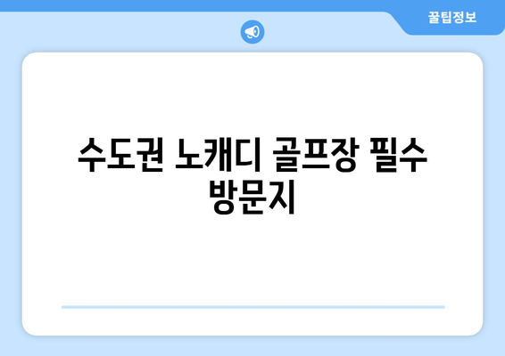 수도권 노캐디 골프장 필수 방문지