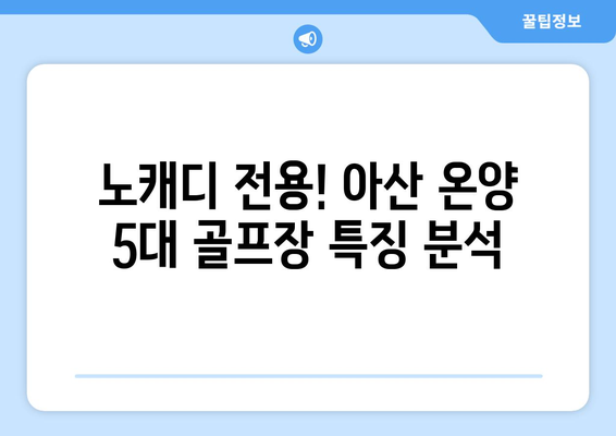 노캐디 전용! 아산 온양 5대 골프장 특징 분석