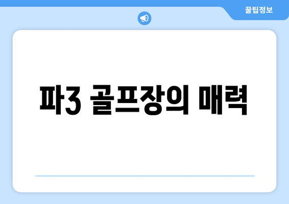 파3 골프장의 매력