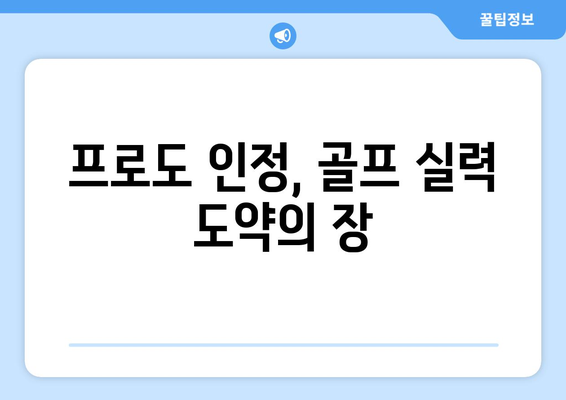 프로도 인정, 골프 실력 도약의 장