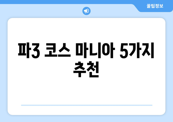 파3 코스 마니아 5가지 추천