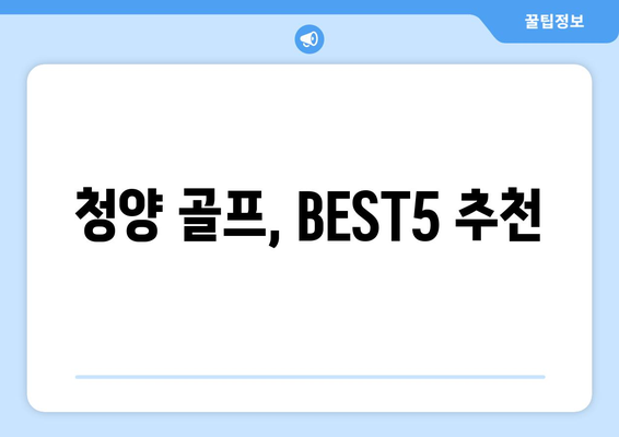 청양 골프, BEST5 추천