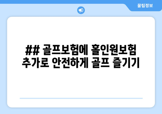 ## 골프보험에 홀인원보험 추가로 안전하게 골프 즐기기