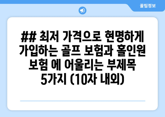 ## 최저 가격으로 현명하게 가입하는 골프 보험과 홀인원 보험 에 어울리는 부제목 5가지 (10자 내외)