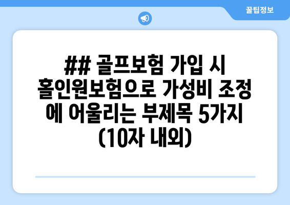 ## 골프보험 가입 시 홀인원보험으로 가성비 조정 에 어울리는 부제목 5가지 (10자 내외)