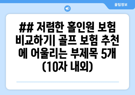 ## 저렴한 홀인원 보험 비교하기| 골프 보험 추천 에 어울리는 부제목 5개 (10자 내외)