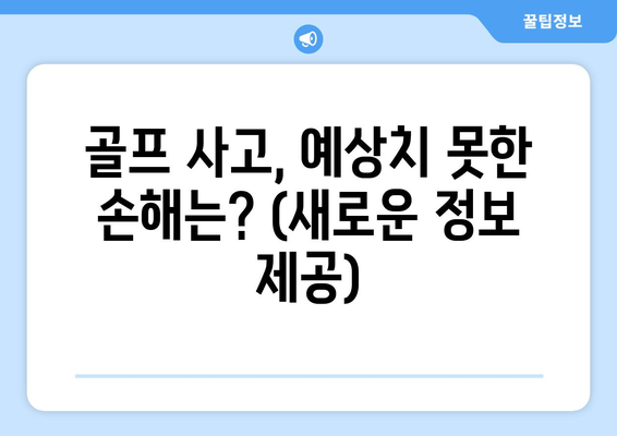 골프 사고, 예상치 못한 손해는? (새로운 정보 제공)