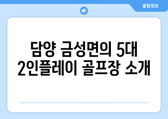 담양 금성면의 5대 2인플레이 골프장 소개