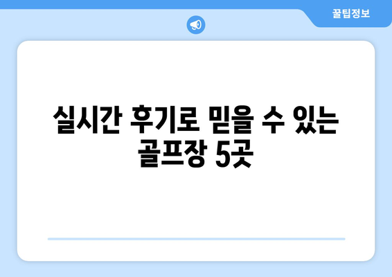 실시간 후기로 믿을 수 있는 골프장 5곳