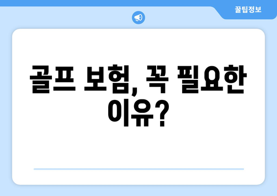 골프 보험, 꼭 필요한 이유?