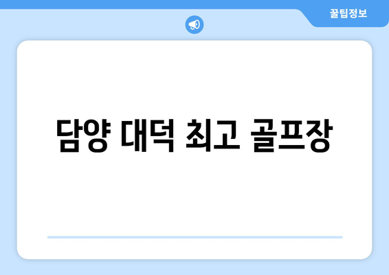 담양 대덕 최고 골프장