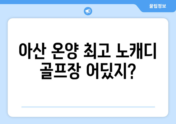 아산 온양 최고 노캐디 골프장 어딨지?