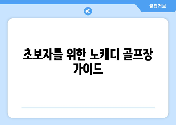 초보자를 위한 노캐디 골프장 가이드