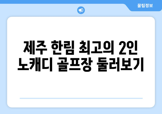 제주 한림 최고의 2인 노캐디 골프장 둘러보기