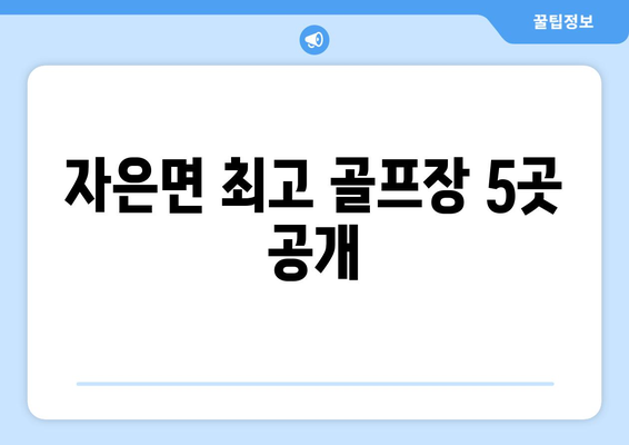 자은면 최고 골프장 5곳 공개