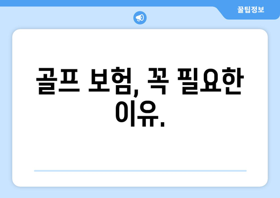 골프 보험, 꼭 필요한 이유.