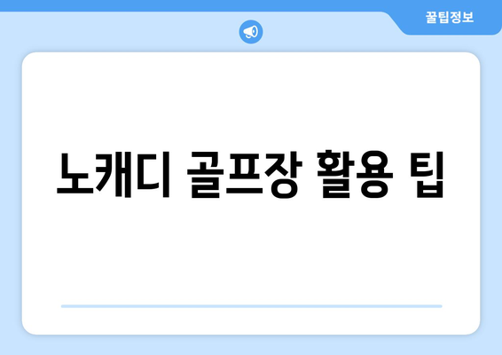 노캐디 골프장 활용 팁