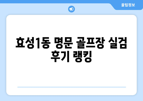 효성1동 명문 골프장 실검 후기 랭킹