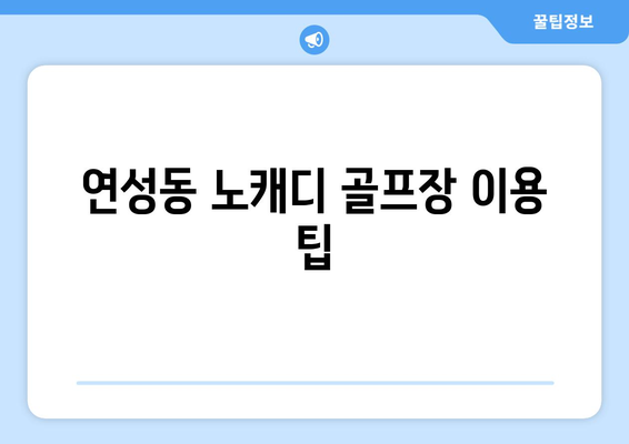 연성동 노캐디 골프장 이용 팁