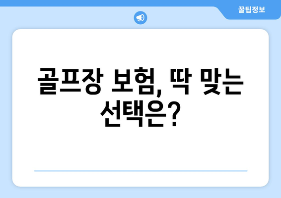 골프장 보험, 딱 맞는 선택은?