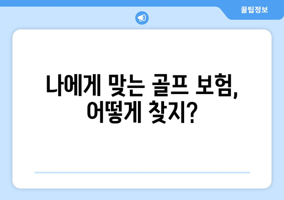 나에게 맞는 골프 보험, 어떻게 찾지?