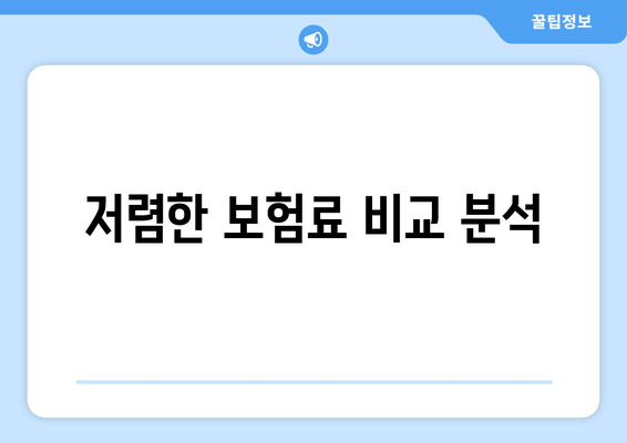 저렴한 보험료 비교 분석