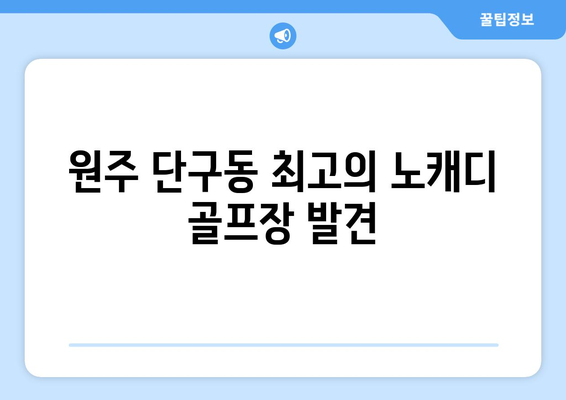 원주 단구동 최고의 노캐디 골프장 발견