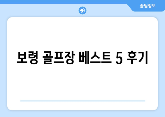 보령 골프장 베스트 5 후기