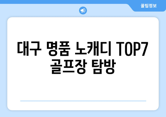 대구 명품 노캐디 TOP7 골프장 탐방