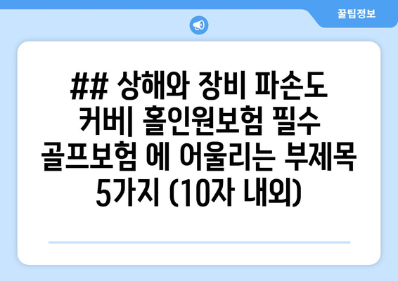 ## 상해와 장비 파손도 커버| 홀인원보험 필수 골프보험 에 어울리는 부제목 5가지 (10자 내외)