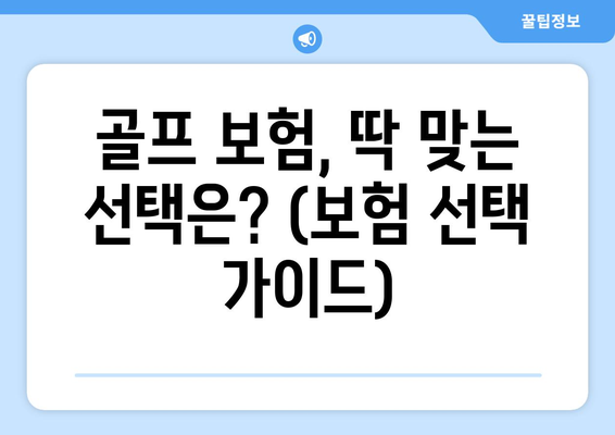 골프 보험, 딱 맞는 선택은? (보험 선택 가이드)