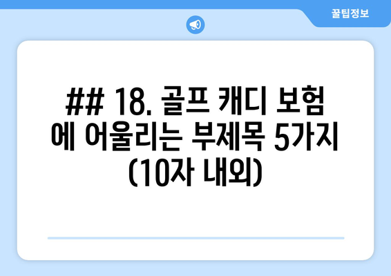 ## 18. 골프 캐디 보험 에 어울리는 부제목 5가지 (10자 내외)