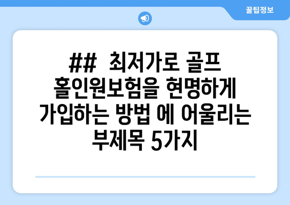 ##  최저가로 골프 홀인원보험을 현명하게 가입하는 방법 에 어울리는 부제목 5가지