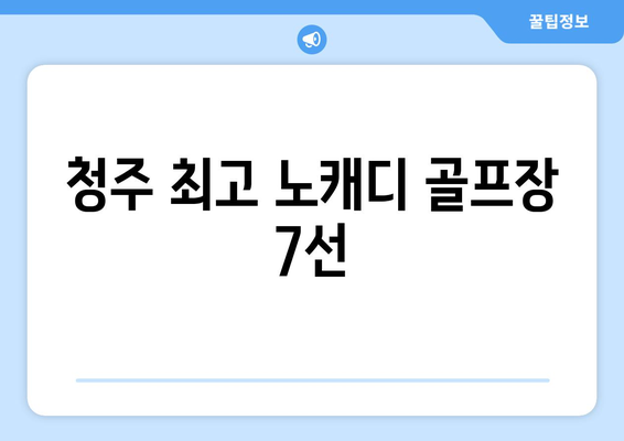 청주 최고 노캐디 골프장 7선