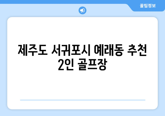 제주도 서귀포시 예래동 추천 2인 골프장