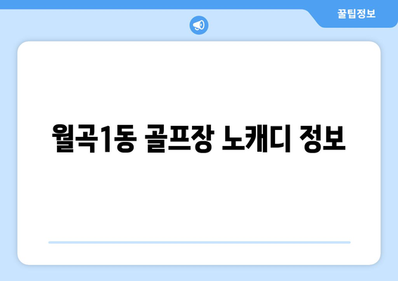 월곡1동 골프장 노캐디 정보